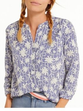 Pilcro Anthropologie‎ Lavender Embroidered Floral Peasant Blouse XSP Cottagecore